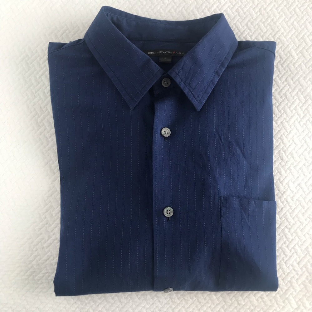 John varvatos dark blue dress shirt. Size large